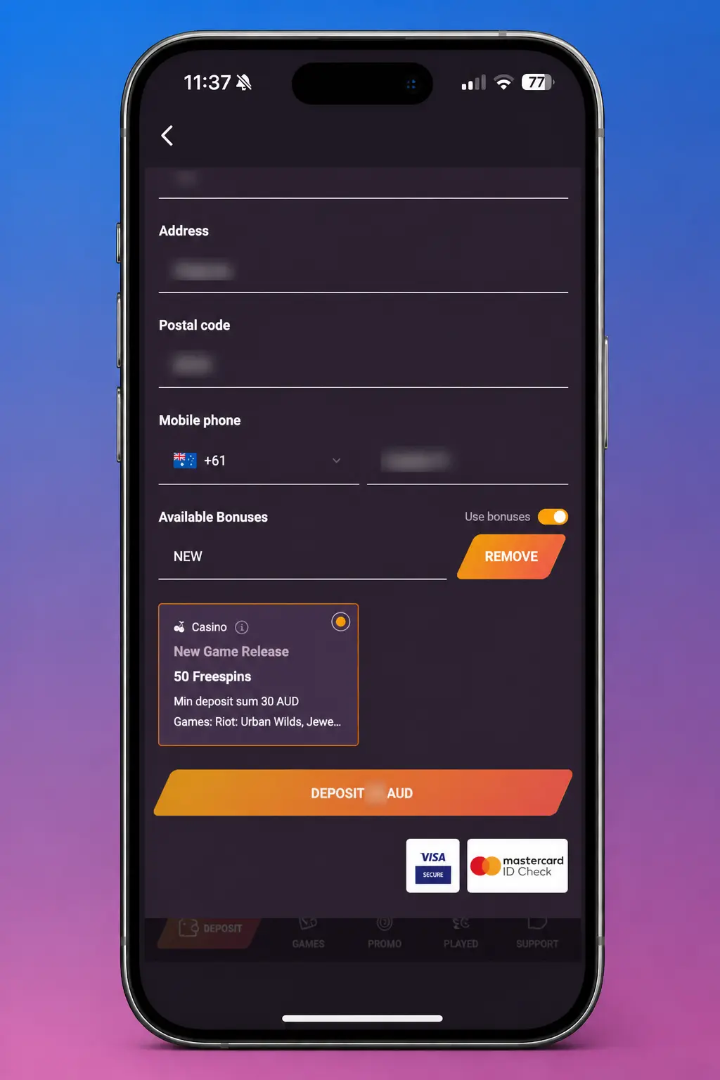 How to Use Bonus in Australia - Step 4